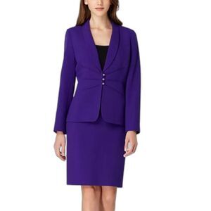NWT Tahari ASL Skirt Suit Plus Size 14W French Purple 2-Piece Set Blazer & Skirt